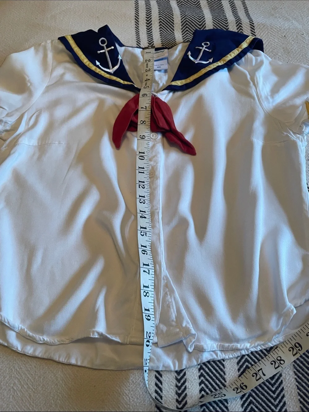 Disney White Sailor Top with Navy Collar and Red Tie - Picture 4 of 6